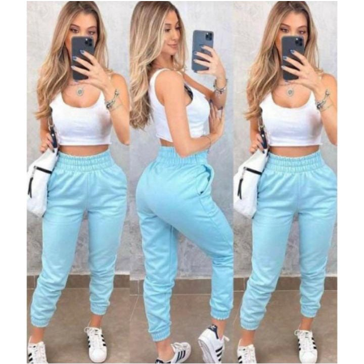 Calça moletom feminina Jogger Grossa Tendência
