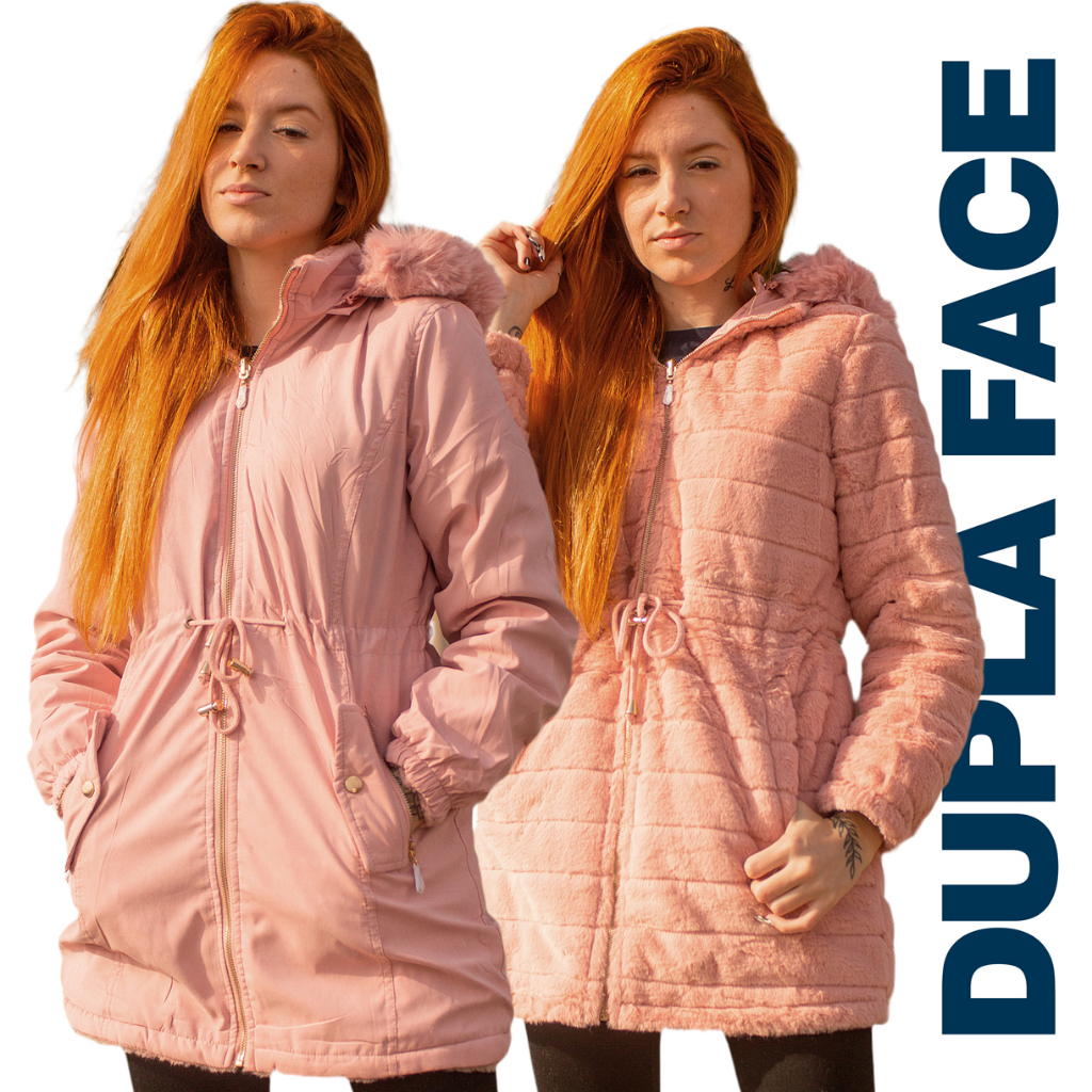 Jaqueta-Parka-Feminina-Dupla-Face-Com-Capuz-e-Pelo-Interno