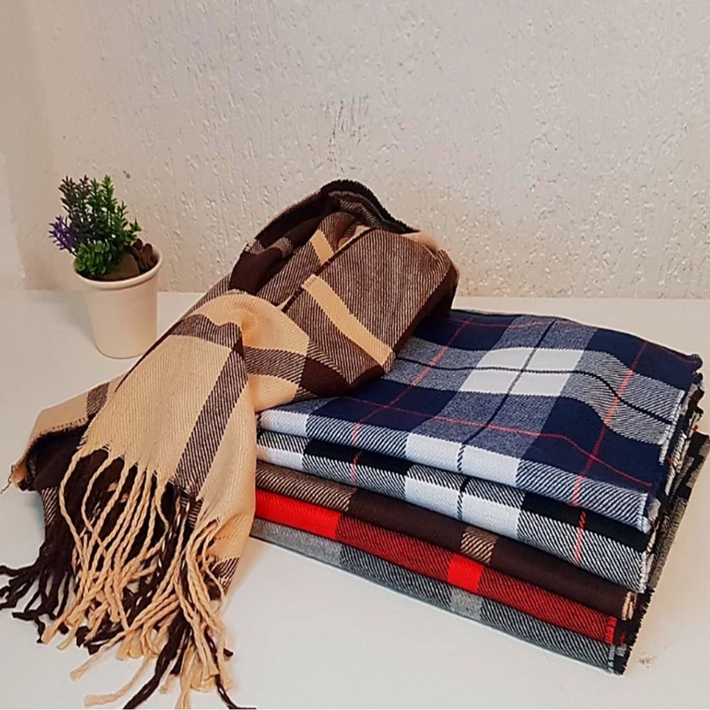 Lenço Xadrez Cachecol Echarpe Pashmina Manta Unissex Em Soft Macio Quentinho Para Inverno
