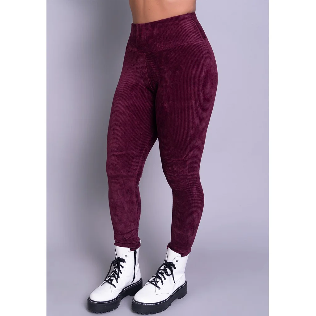 Promoção Calça Legging Feminina Veludo Cotelê Cintura Alta Grossa Cós Alto Inverno Frio
