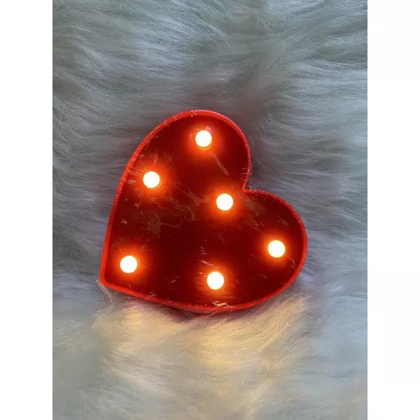 luminária coração com 6 leds decorativo vermelho 12cm a bateria