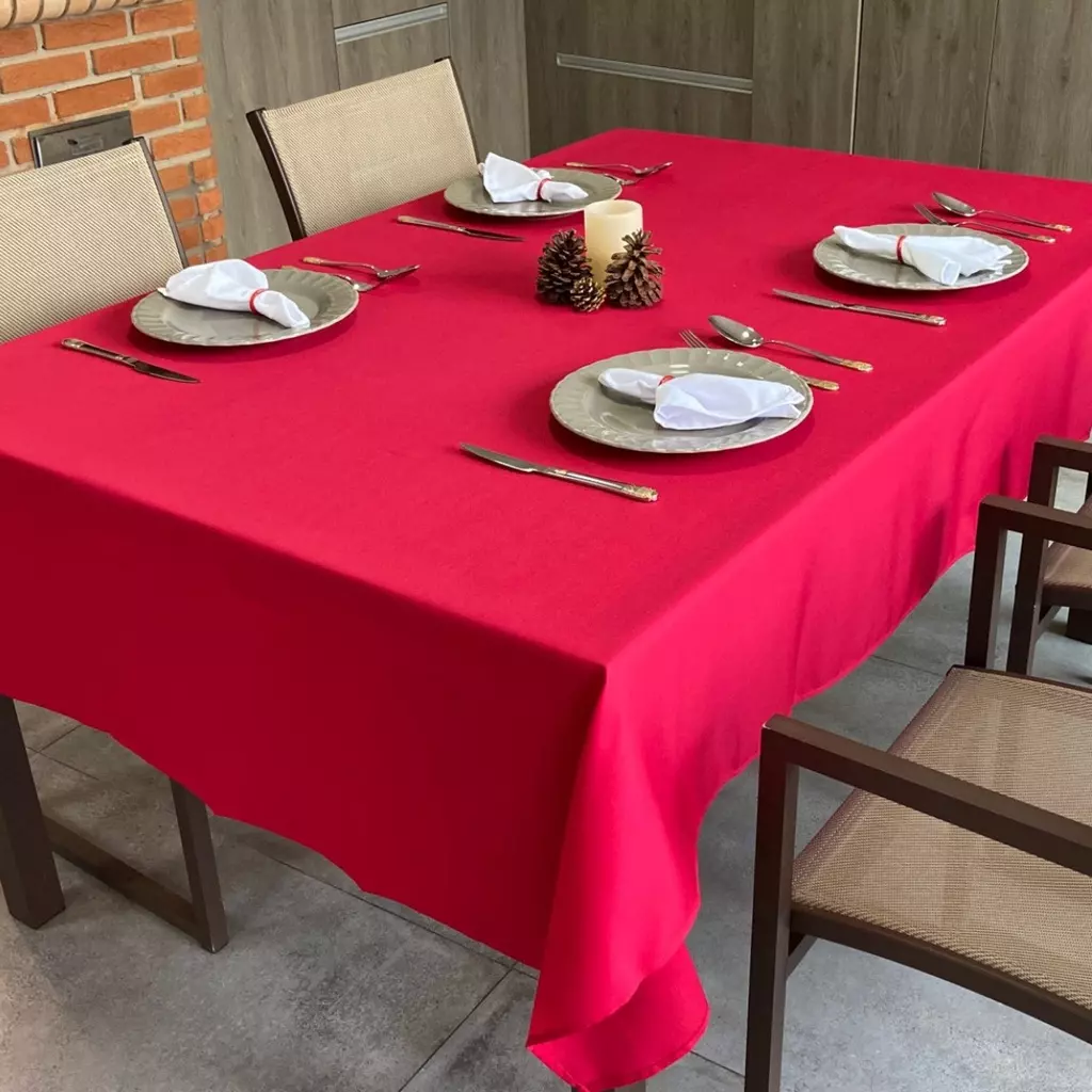 toalha de mesa lisa 08 lugares oxford 2,45m vermelho