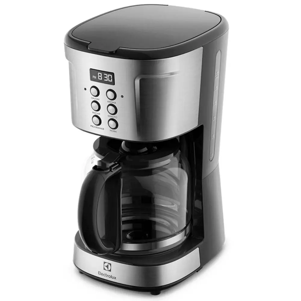 Cafeteira Elétrica Digital Electrolux, Timer, Programável, 127V, Preto e Inox - ECM30