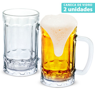 Caneca de Chopp Kit 2X Unidades Vidro 400 ml Canecas Conjunto Copo de Cerveja para Beber