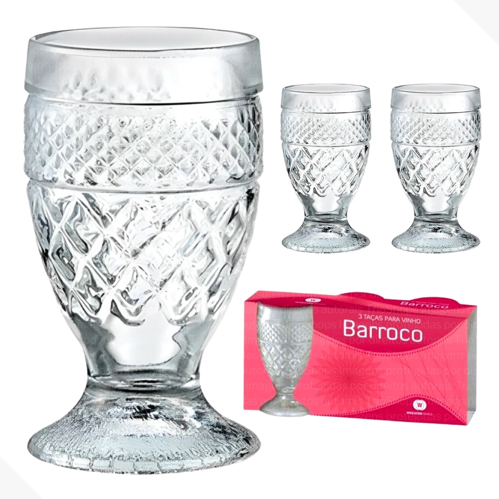 Conjunto Taça 3 Peças Para Cerveja, Chopp, Agua, Suco, Vinho