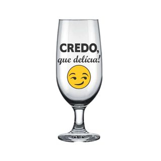 Jogo Taça NADIR de Vidro - 17,5 X 5,5 cm Decorada - Para Tomar Cerveja (300ml) Credo que Delicia