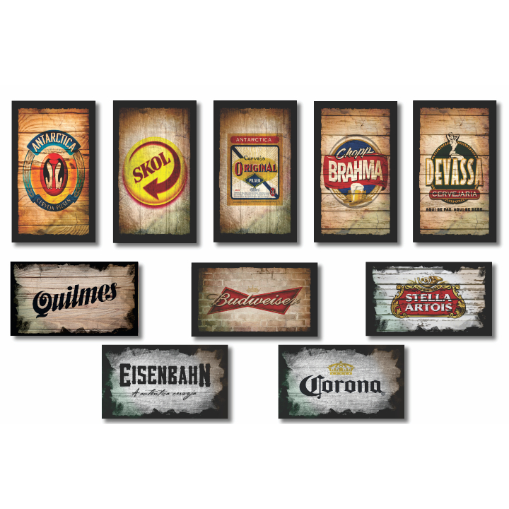 Kit 10 Quadros Decorativos Placas Tema Cerveja 3