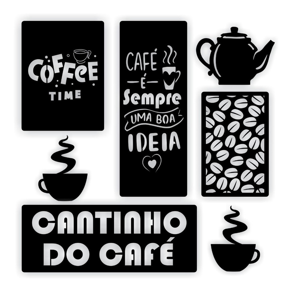 Kit Quadros Cantinho Do Café Parede Vazado Estilo Europeu