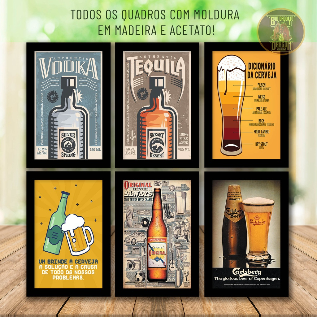 Placa Decorativa Personalizada Tema Bebidas Lote 01 Cerveja Drink Vodka Vários Modelos