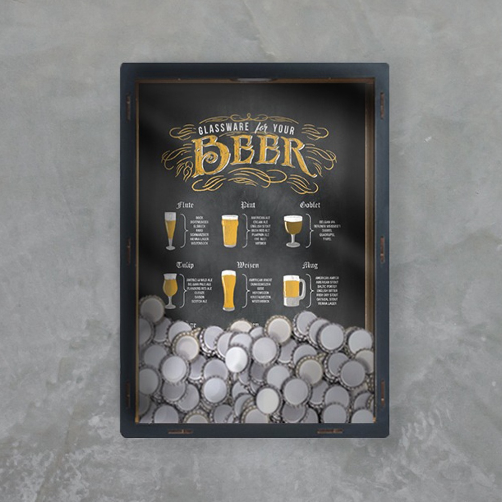 quadro porta tampinhas cerveja decoração bebidas