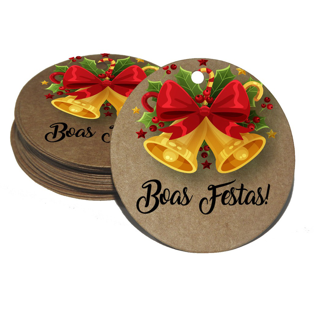 20 Tags Agradecimento Kraft Boas Festas