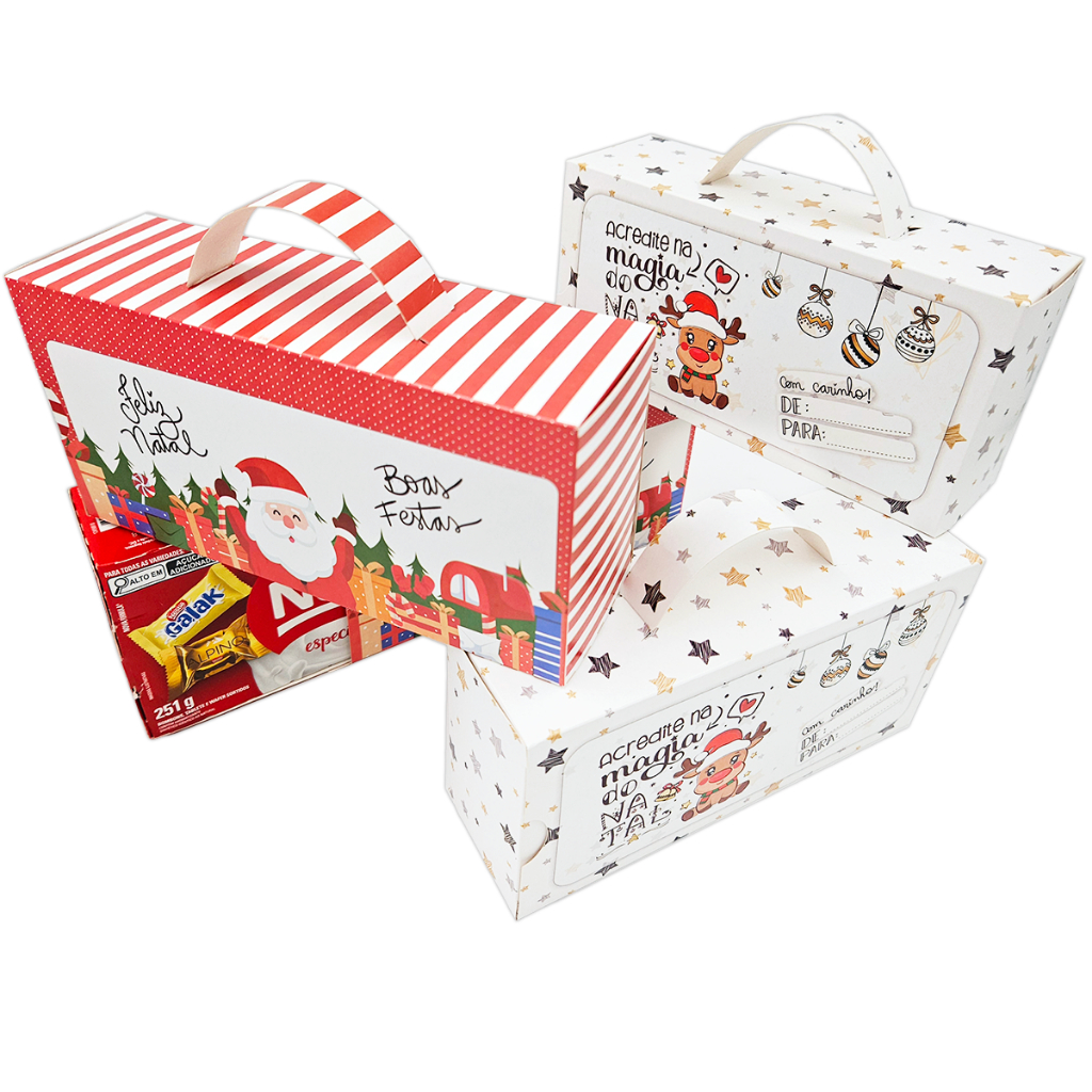 Caixas porta caixa de BomBom para Lembrancinha de Natal (19,5 x 10 x 6cm) Presente de Natal