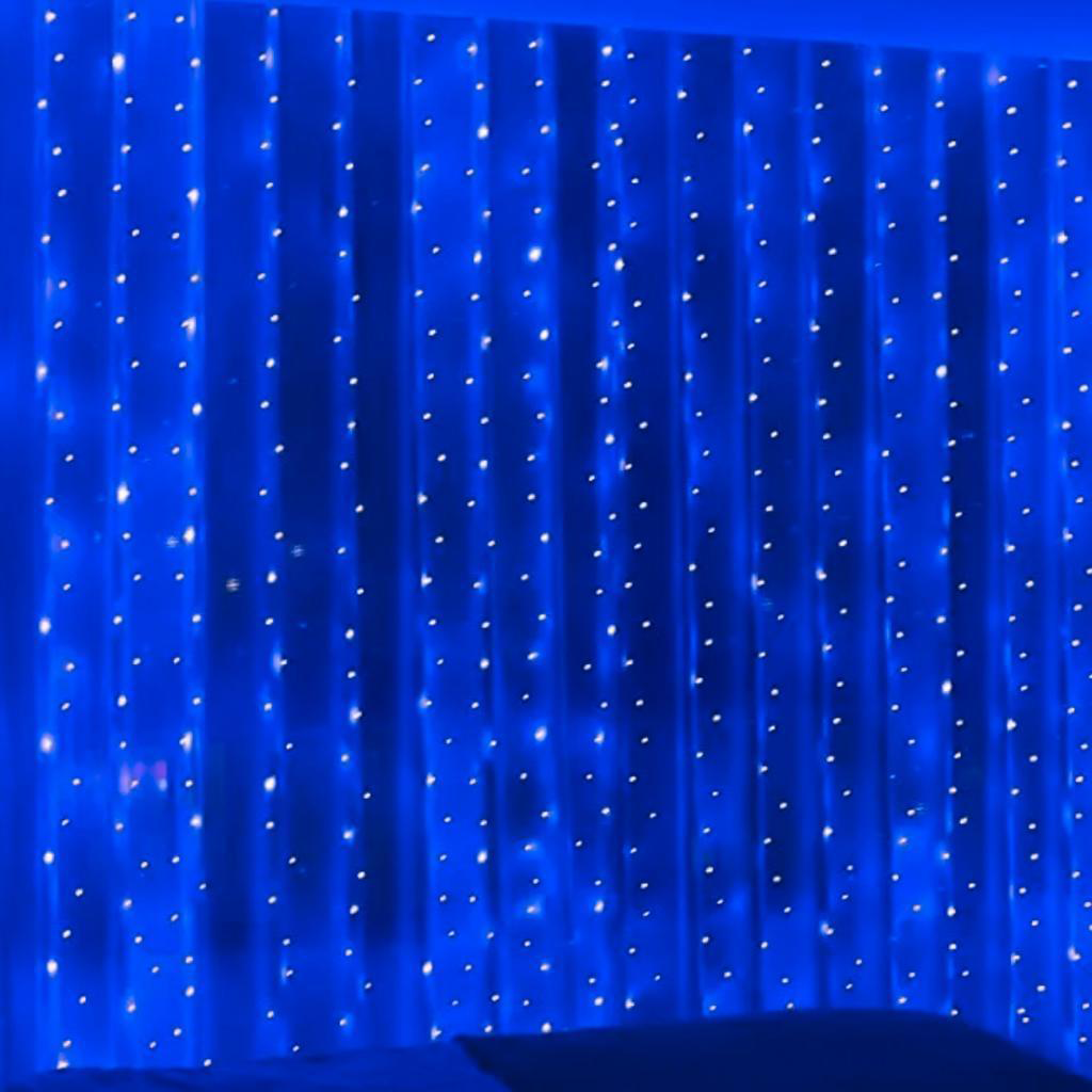 Pisca Pisca Enfeite Cortina Natal de 300 Leds 3x3M 8 Funções 127V para Decoração Natal Ano Novo e Casamento